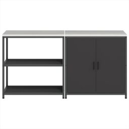 Berkfield Home with Shelf with Storage with Door Adjustable 2 pcs Black Cold-rolled steel - thumbnail 8