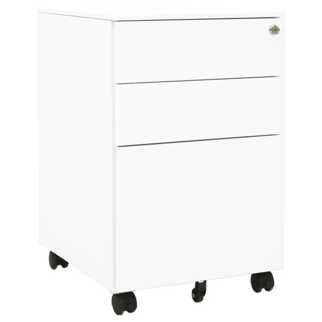 Berkfield Home Mobile File Cabinet White 39x45x60 cm Steel - Size: 39 x 45 x 60 cm - image 1