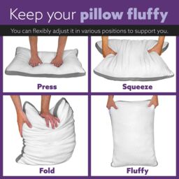 Aamira Luxury Shredded Memory Foam Bed Pillow 70x45cm 2 Pack, Orthopaedic Neck Back & Side Support, Bamboo Washable Cover in White - Size: 70x45 cm - thumbnail 7
