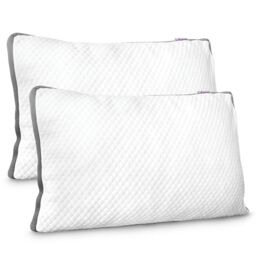 Aamira Luxury Shredded Memory Foam Bed Pillow 70x45cm 2 Pack, Orthopaedic Neck Back & Side Support, Bamboo Washable Cover in White - Size: 70x45 cm
