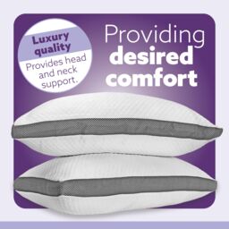 Aamira Luxury Shredded Memory Foam Bed Pillow 70x45cm 2 Pack, Orthopaedic Neck Back & Side Support, Bamboo Washable Cover in White - Size: 70x45 cm - thumbnail 3