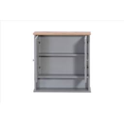 SPETLEK Mirrored Bathroom Storage Wall Cupboard 2 Doors Grey & Oak - thumbnail 2