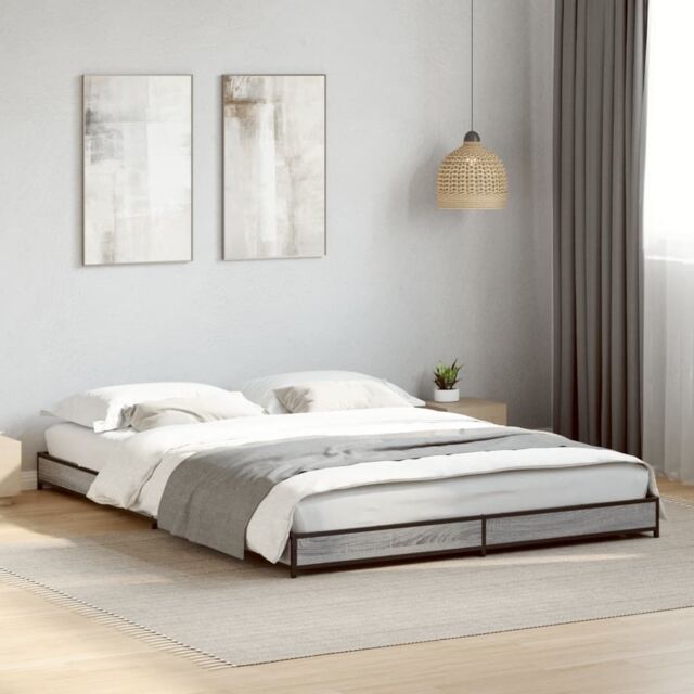 Berkfield Home Bed Frame without Mattress Grey Sonoma 120x200 cm - Size: Small Double - image 1