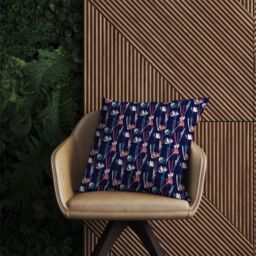 Warren Reed - Designer Hand Drawn Wild Flowers Outdoor Cushion in Blue - Size: 60 cm x 60 cm - thumbnail 2