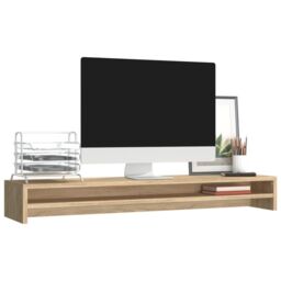 Berkfield Home Monitor Stand Sonoma Oak 100x24x13 cm Engineered Wood in Brown - Size: 100 x 24 x 13 cm - thumbnail 3