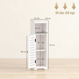 HOMCOM Bathroom Cabinet, Bathroom Floor Cabinet with Adjustable Shelf, White - thumbnail 3