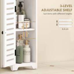 HOMCOM Bathroom Cabinet, Bathroom Floor Cabinet with Adjustable Shelf, White - thumbnail 5