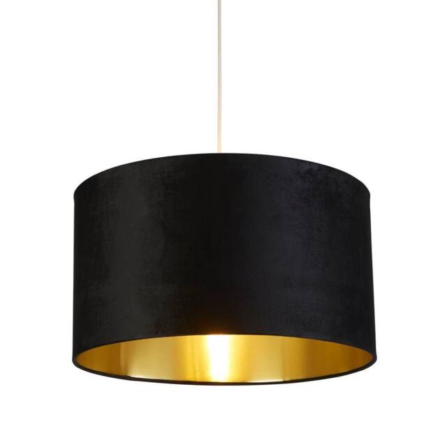 Lighting Collection Black Velvet Brushed Gold Inner Shade D50Cm Lamp Shade - image 1
