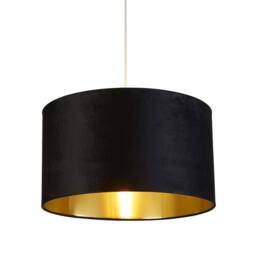 Lighting Collection Black Velvet Brushed Gold Inner Shade D50Cm Lamp Shade - thumbnail 2