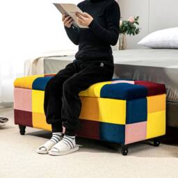 NESTLUNE 114 x 47 x 47cm Velvet Storage Ottoman - Size: 100 cm x 100 cm - thumbnail 4