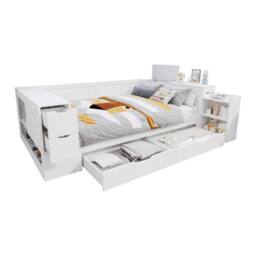 STILVORA 4ft6 Double Daybed with Storage in White - Size: Small Double - thumbnail 7