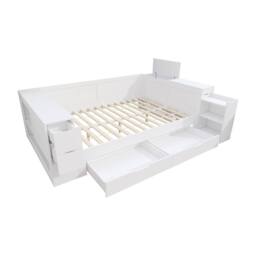 STILVORA 4ft6 Double Daybed with Storage in White - Size: Small Double - thumbnail 8