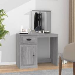 Berkfield Home Dressing Table with Mirror Grey Sonona 90x50x132.5 cm Engineered Wood - thumbnail 2
