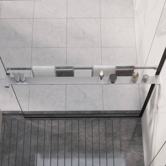 Berkfield Home Shower Shelf for Walk-in Shower Wall Chrome 100 cm Aluminium in Silver - image 1