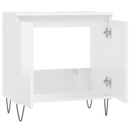 Berkfield Home Bathroom Cabinet High Gloss White 58x33x60 cm Engineered Wood - Size: 58 x 33 x 60 cm - thumbnail 5