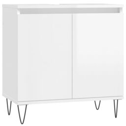 Berkfield Home Bathroom Cabinet High Gloss White 58x33x60 cm Engineered Wood - Size: 58 x 33 x 60 cm - thumbnail 2