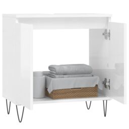 Berkfield Home Bathroom Cabinet High Gloss White 58x33x60 cm Engineered Wood - Size: 58 x 33 x 60 cm - thumbnail 3