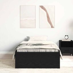 Berkfield Home Bed Frame without Mattress Black Oak 75x190 cm Engineered Wood in Brown - thumbnail 3
