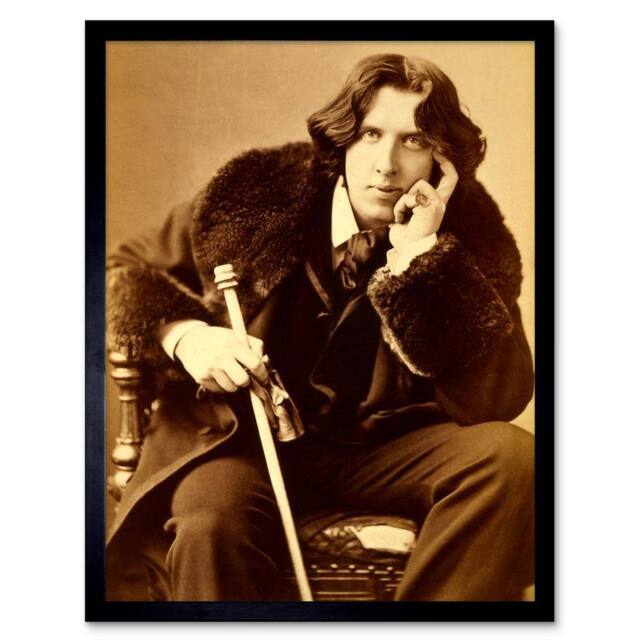 "Artery8 Vintage Oscar Wilde Poet Playwright Legend Irish Framed Wall Art Print in Brown - Size: W12"" x H16""" - image 1