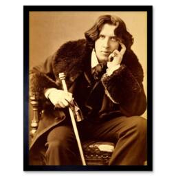 "Artery8 Vintage Oscar Wilde Poet Playwright Legend Irish Framed Wall Art Print in Brown - Size: W12"" x H16""" - thumbnail 1