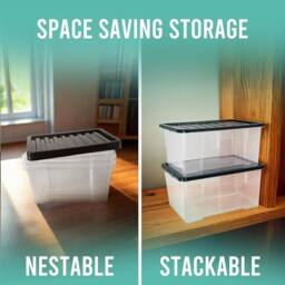 Havendro 50 Litre Set of 4 Heavy Duty Clear Plastic Storage Boxes with Lids - thumbnail 3
