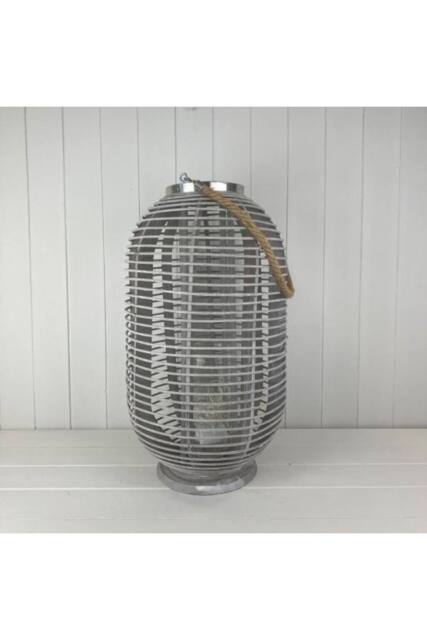 KDMD Greywashed Rattan Lantern in Grey - image 1