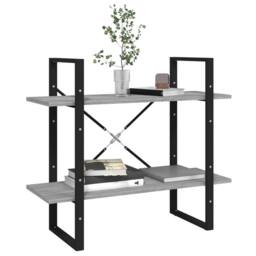 Berkfield Home Decorative 2-Tier Book Cabinet Grey Sonoma 80x30x70 cm Engineered Wood - Size: 80 x 30 x 70 cm - thumbnail 4