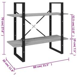 Berkfield Home Decorative 2-Tier Book Cabinet Grey Sonoma 80x30x70 cm Engineered Wood - Size: 80 x 30 x 70 cm - thumbnail 7