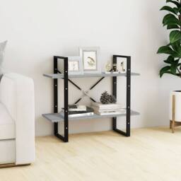 Berkfield Home Decorative 2-Tier Book Cabinet Grey Sonoma 80x30x70 cm Engineered Wood - Size: 80 x 30 x 70 cm - thumbnail 2