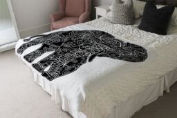 Benjamin Tate Design Elephant Silhouette Blanket in Natural - Size: 120 cm x 150 cm - thumbnail 3