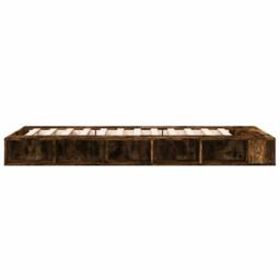 Berkfield Home Durable Bed Frame without Mattress Smoked Oak 90x200 cm in Brown - thumbnail 5