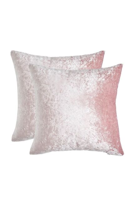 OHS Luxury Crushed Velvet Set of 2 Cushion Covers Plain in Baby Pink - image 1