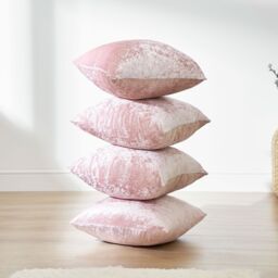OHS Luxury Crushed Velvet Set of 2 Cushion Covers Plain in Baby Pink - thumbnail 2