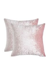 OHS Luxury Crushed Velvet Set of 2 Cushion Covers Plain in Baby Pink