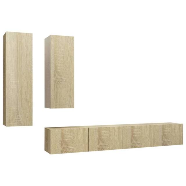Berkfield Home 4 Piece TV Cabinet Set Sonoma Oak Engineered Wood in Brown - image 1