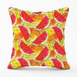 Warren Reed - Designer Melon Print Outdoor Cushion in Red - Size: 60 cm x 60 cm - thumbnail 1
