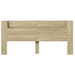 Berkfield Home Headboard Cabinet with LED Sonoma Oak 220x16.5x103.5 cm in Light Tan - thumbnail 6