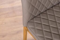 FurnitureboxUK Novara 100cm Round Tempered Glass Dining Table with Gold Legs & 4 Milan Faux Leather Chairs in Beige - thumbnail 9