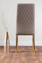 FurnitureboxUK Novara 100cm Round Tempered Glass Dining Table with Gold Legs & 4 Milan Faux Leather Chairs in Beige - thumbnail 8