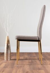 FurnitureboxUK Novara 100cm Round Tempered Glass Dining Table with Gold Legs & 4 Milan Faux Leather Chairs in Beige - thumbnail 7