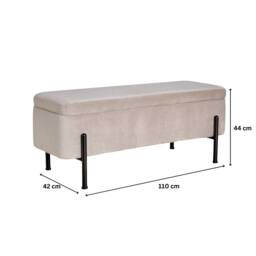 FORGEVIO Storage Grey Metal Legs Compact Space Saving Seat Home Furniture - thumbnail 2