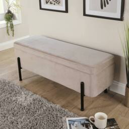 FORGEVIO Storage Grey Metal Legs Compact Space Saving Seat Home Furniture - thumbnail 5