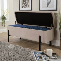 FORGEVIO Storage Grey Metal Legs Compact Space Saving Seat Home Furniture - thumbnail 4
