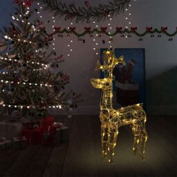 Berkfield Home Reindeer Christmas Decoration 90 LEDs 60x16x100 cm Acrylic - Size: 60 x 16 x 100 cm