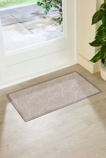 Artsy Mats Mocha Leaf Pattern Indoor Outdoor Doormat (70 x 40cm) in Beige - Size: 40 cm x 70 cm - image 1