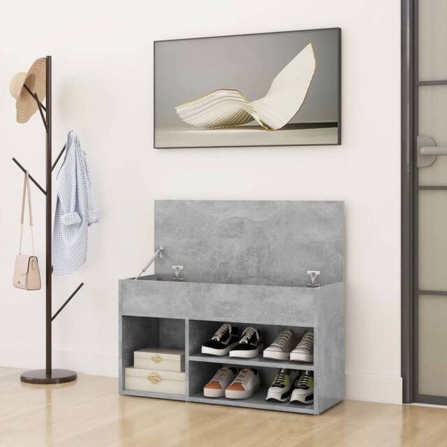 Berkfield Home Shoe Bench Concrete Grey 80x30x45 cm Engineered Wood - Size: 80 x 30 x 45 cm - image 1