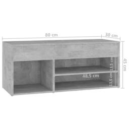 Berkfield Home Shoe Bench Concrete Grey 80x30x45 cm Engineered Wood - Size: 80 x 30 x 45 cm - thumbnail 8