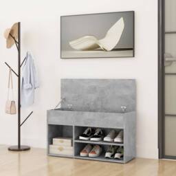 Berkfield Home Shoe Bench Concrete Grey 80x30x45 cm Engineered Wood - Size: 80 x 30 x 45 cm