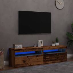 Berkfield Home TV Cabinets with LED Lights 2 pcs Old Wood Engineered Wood in Brown - thumbnail 2
