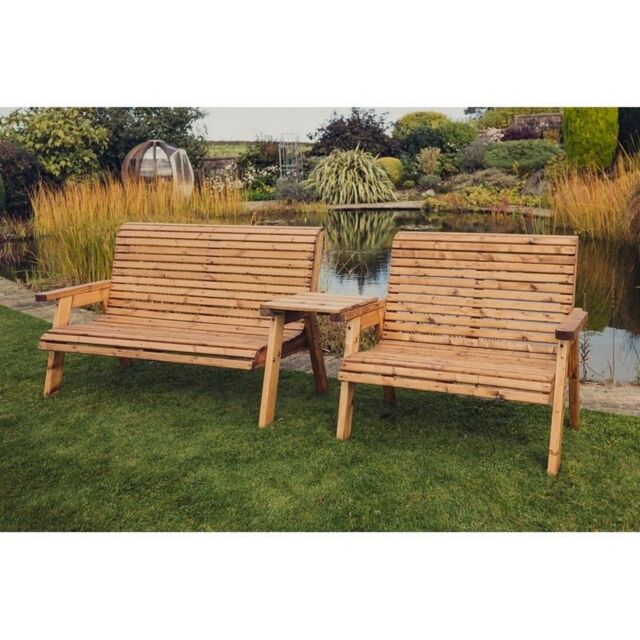 Churnet Valley Garden Furniture Ltd Valley 1X2B 1X3B Set with Tray - Fully Assembled - Set of Cushions Inc in Brown - image 1